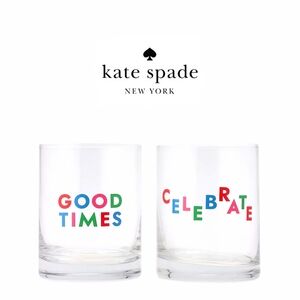 Set of Two Double Old Fashion "Good Times" & "Celebrate" Glasses by Kate Spade
